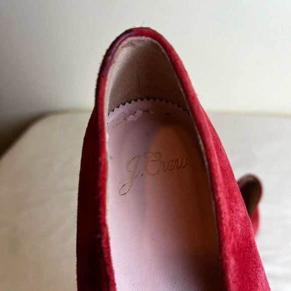 J. Crew Red Suede Cecile Smoking Slippers Women's Size 7 Minimalist Flats - Picture 6 of 8